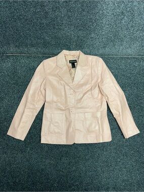 Vintage blush leather blazer 12 modern folk layering jacket chic feminine pink